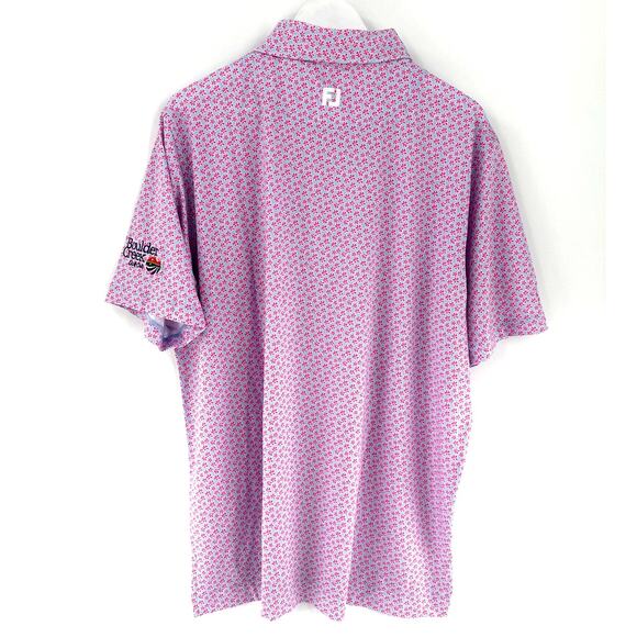 FootJoy Men's Pink Lemonade Skyway Floral Sketch Print Lisle Polo Size XL - Picture 7 of 9
